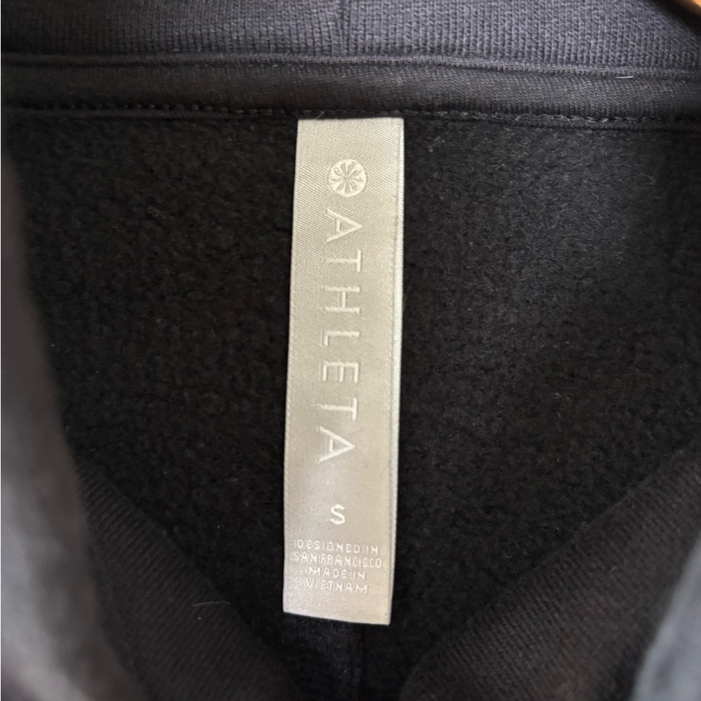 Athleta 24/7 MockNeck Funnel crew Sweatshirt Womens Small Black Fleece Pullover - Picture 6 of 6